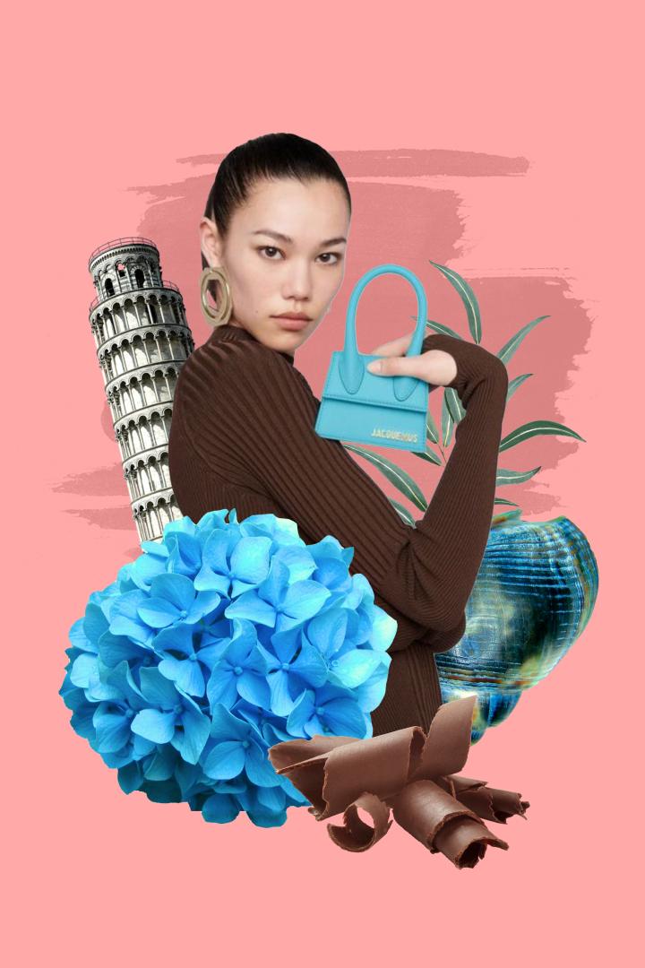 сочетание цветов (голубой + коричневый) 